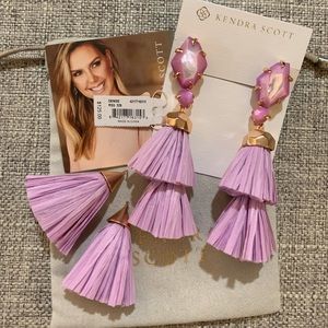 Kendra Scott Denise Rose Gold Denise Statement Earrings in Lilac Mother of Pearl